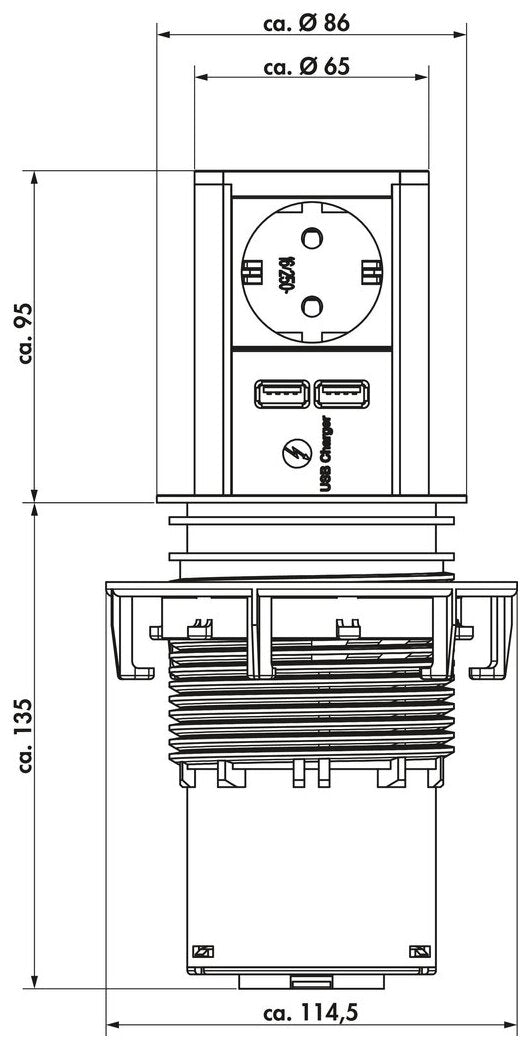 Elevator USB A, edelstahlfarbig