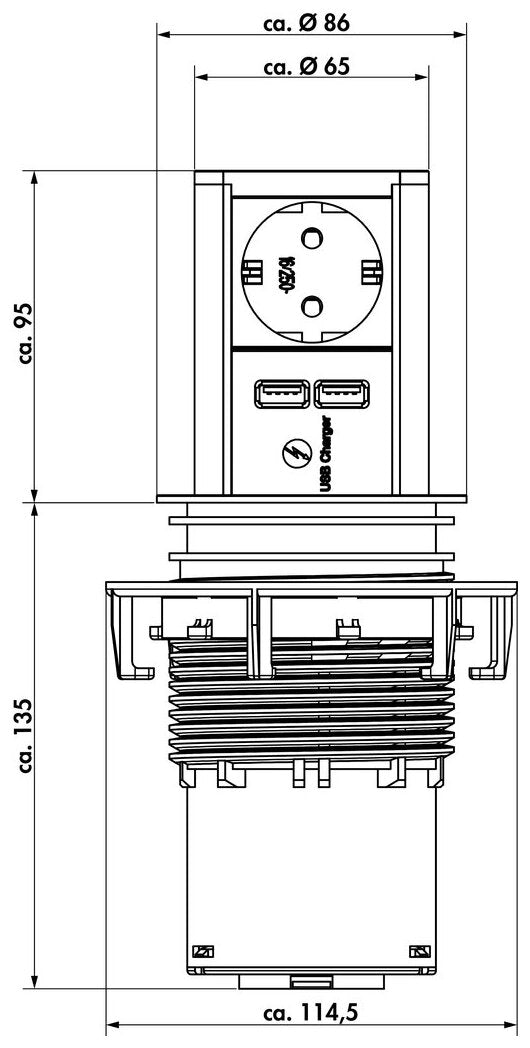 Elevator USB A, edelstahlfarbig