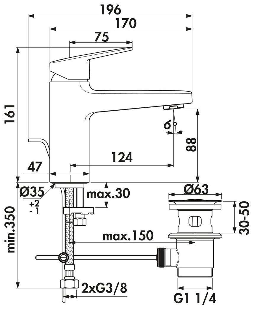 Ideal Standard Ceraplan Bad, chrom, Hochdruck