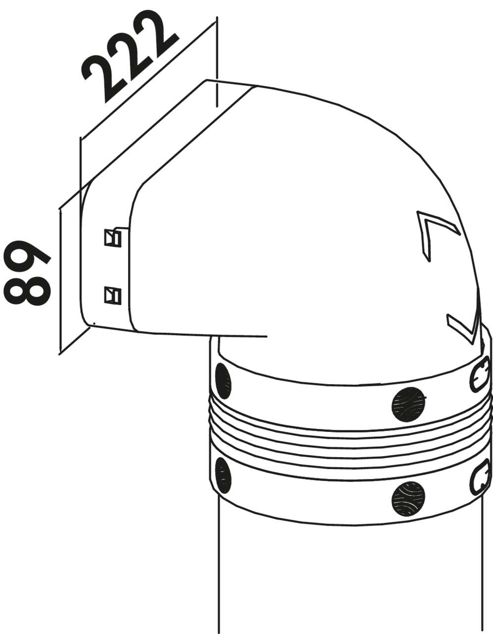 PRIME flow P-UR 150 Umlenkstück 90° mit Rundrohr