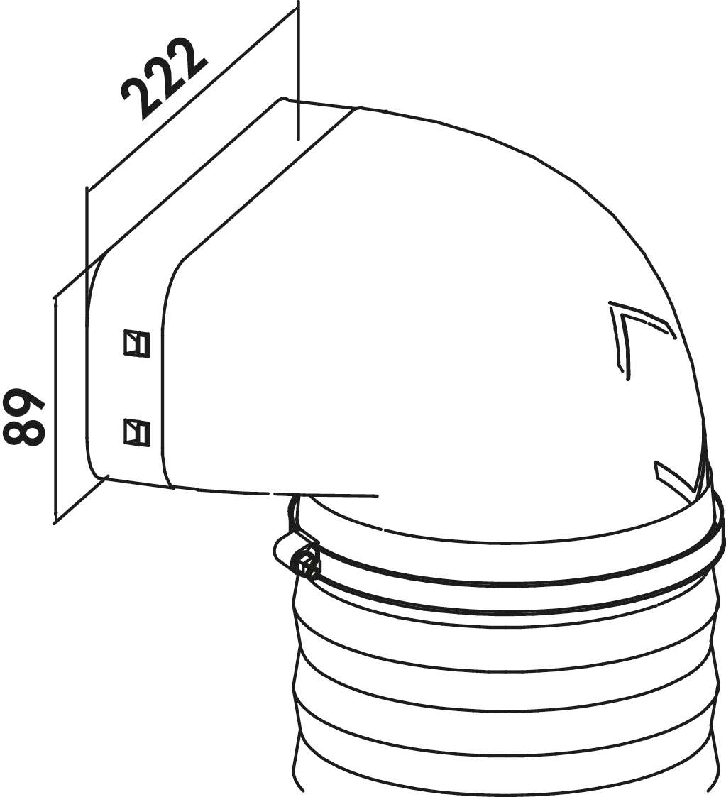 PRIME flow P-URX 150 Umlenkstück 90° mit Flexkanal