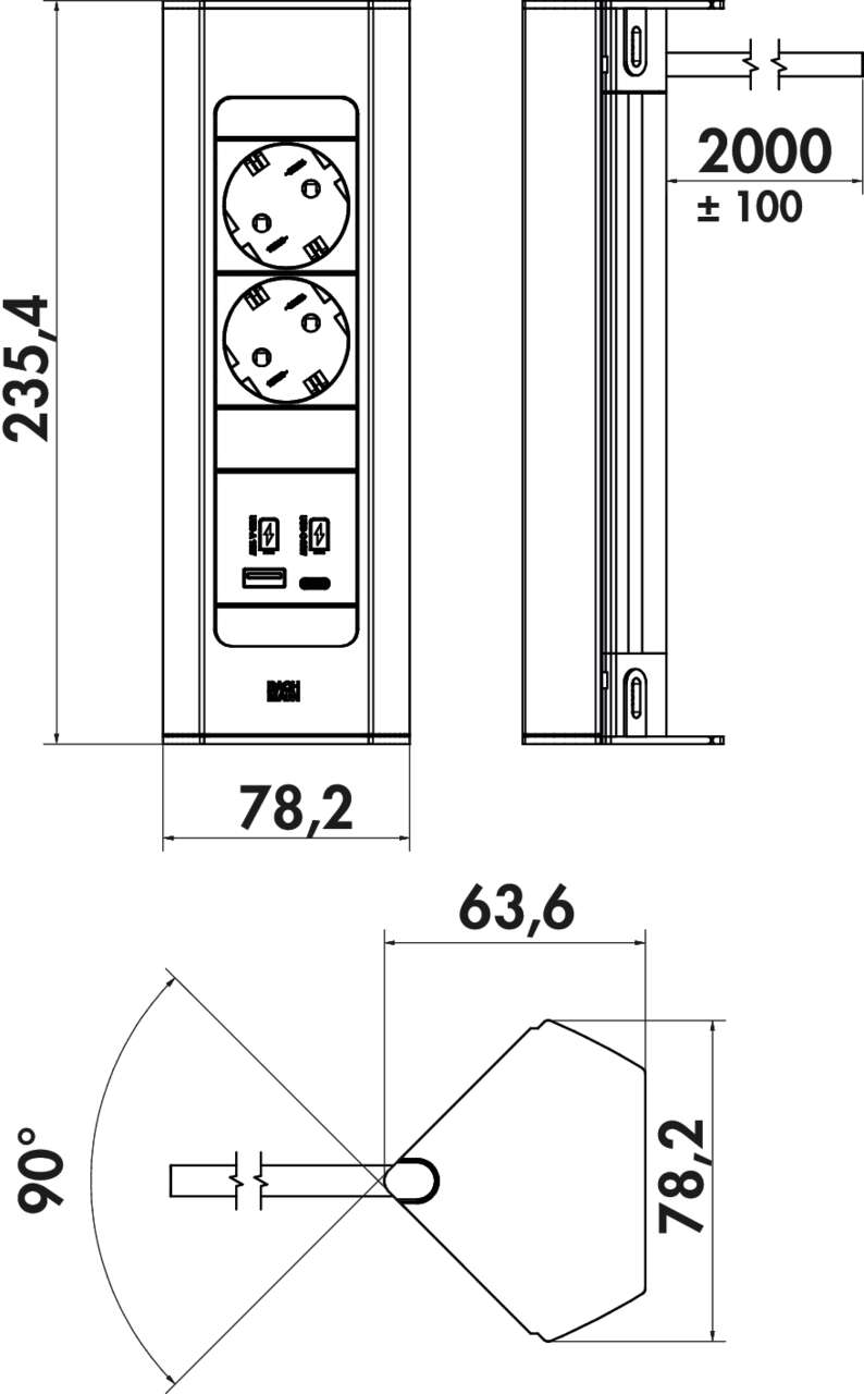 Casia 2K Steckdosenleiste USB A+C