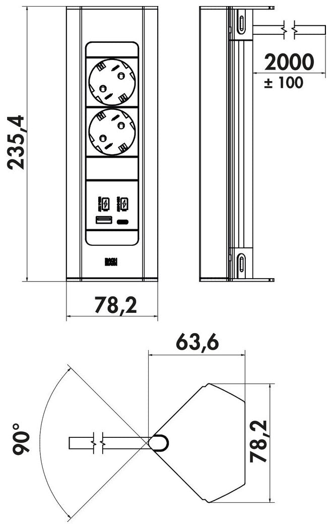 Casia 2K Steckdosenleiste USB A+C