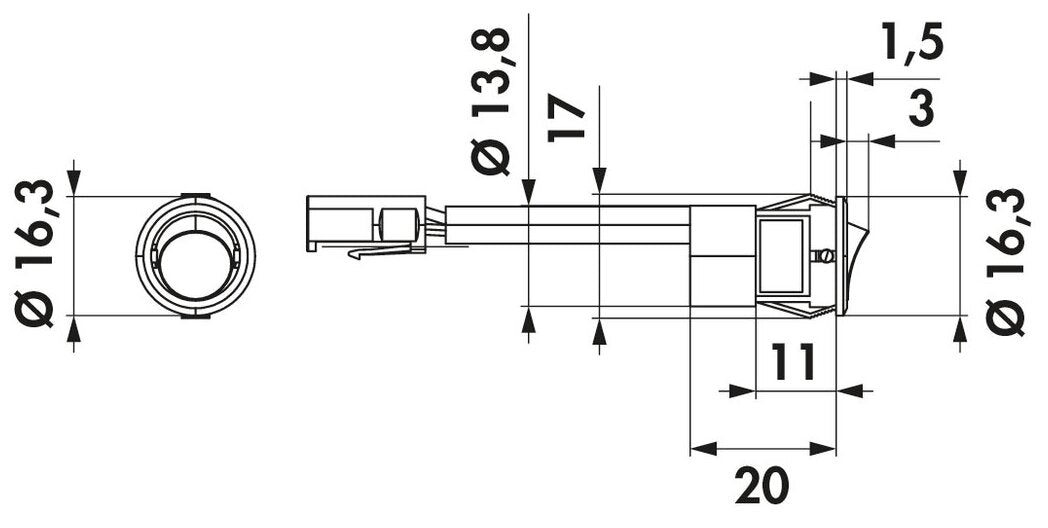 MEC Driver LED Schalter, schwarz