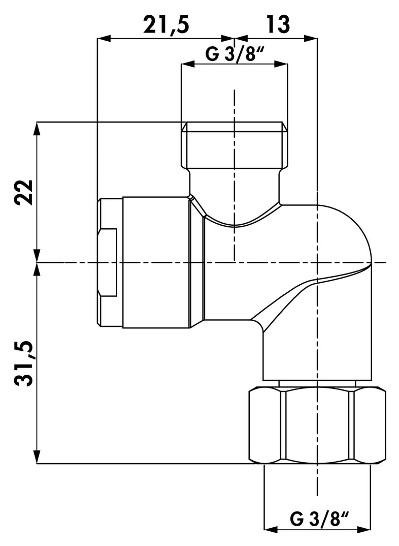 Zeichnung zu Schmutzfilter Ecco 1 als Variante 3/8'', chrom von Naber GmbH in der Kategorie Armaturen in Österreich auf conceptshop.at