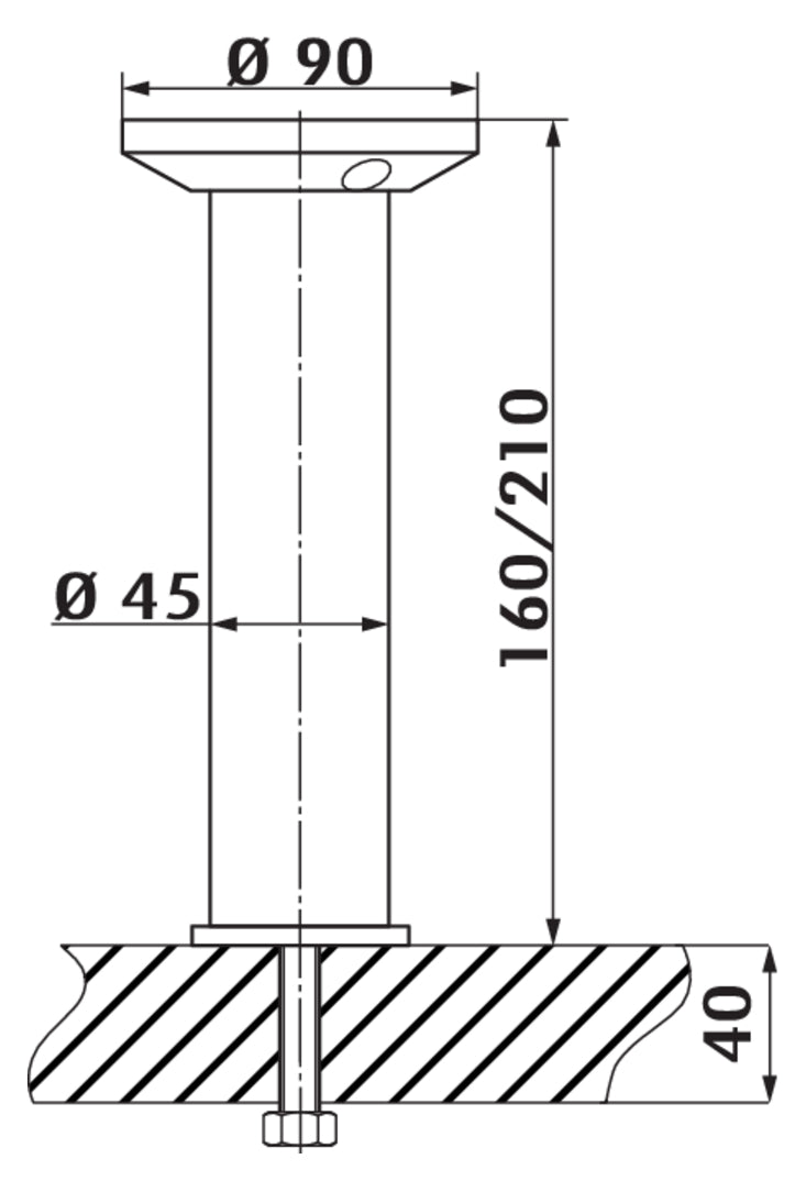 Zeichnung zu Turn Around als Variante Edelstahl, H 160 mm von Naber GmbH in der Kategorie Stützelemente in Österreich auf conceptshop.at