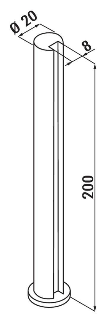 Zeichnung zu Spruzzo als Variante edelstahlfarbig, H 200 mm, Ø 20 mm von Naber GmbH in der Kategorie Stützelemente in Österreich auf conceptshop.at