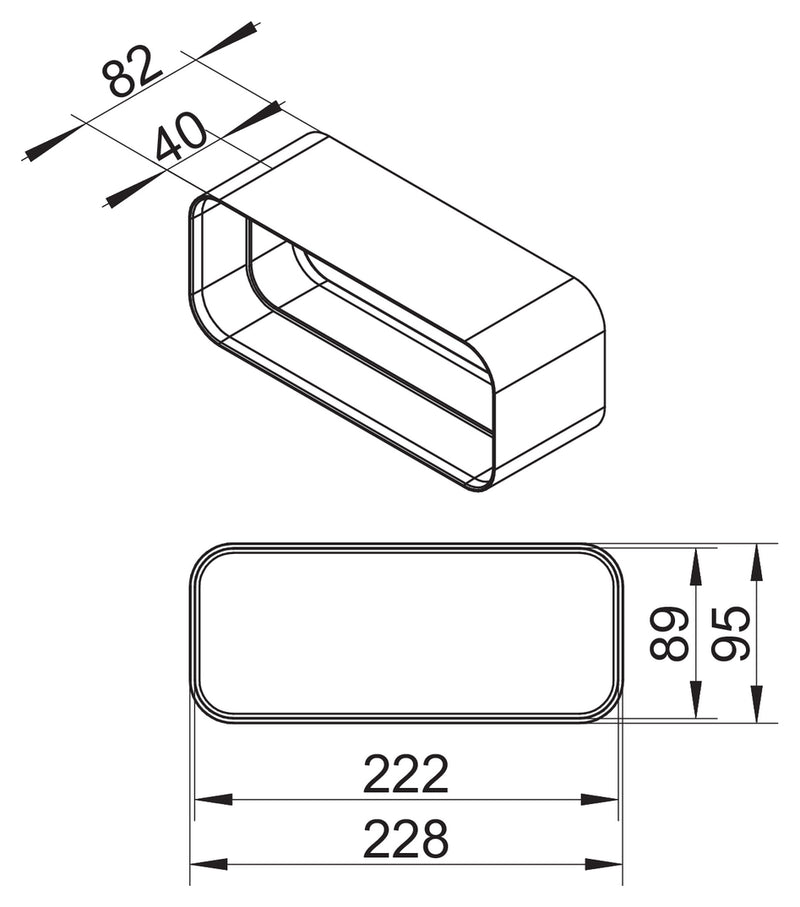 Zeichnung zu F-RVB 150 Rohrverbinder als Variante weiß von Naber GmbH in der Kategorie Lüftungstechnik in Österreich auf conceptshop.at