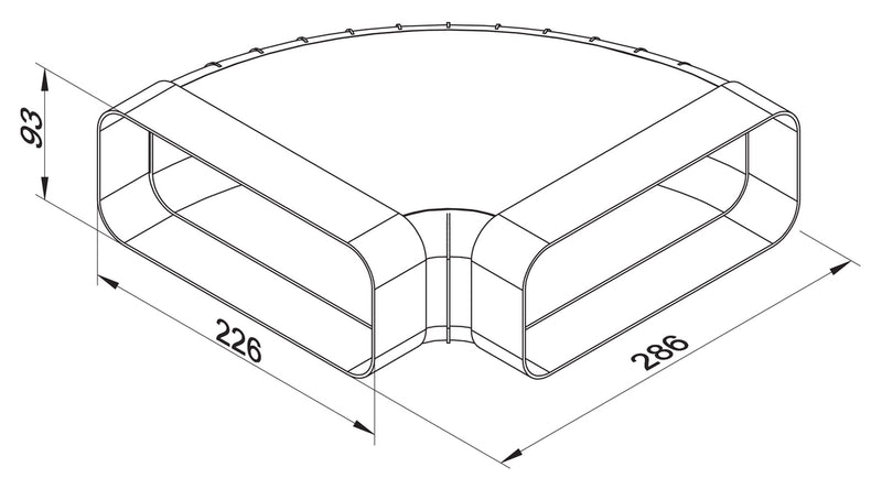 Zeichnung zu F-RBH 150 Rohrbogen horizontal 90° als Variante weiß von Naber GmbH in der Kategorie Lüftungstechnik in Österreich auf conceptshop.at