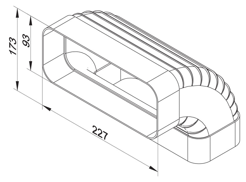Zeichnung zu F-RBV 150 Rohrbogen vertikal 90° als Variante weiß von Naber GmbH in der Kategorie Lüftungstechnik in Österreich auf conceptshop.at