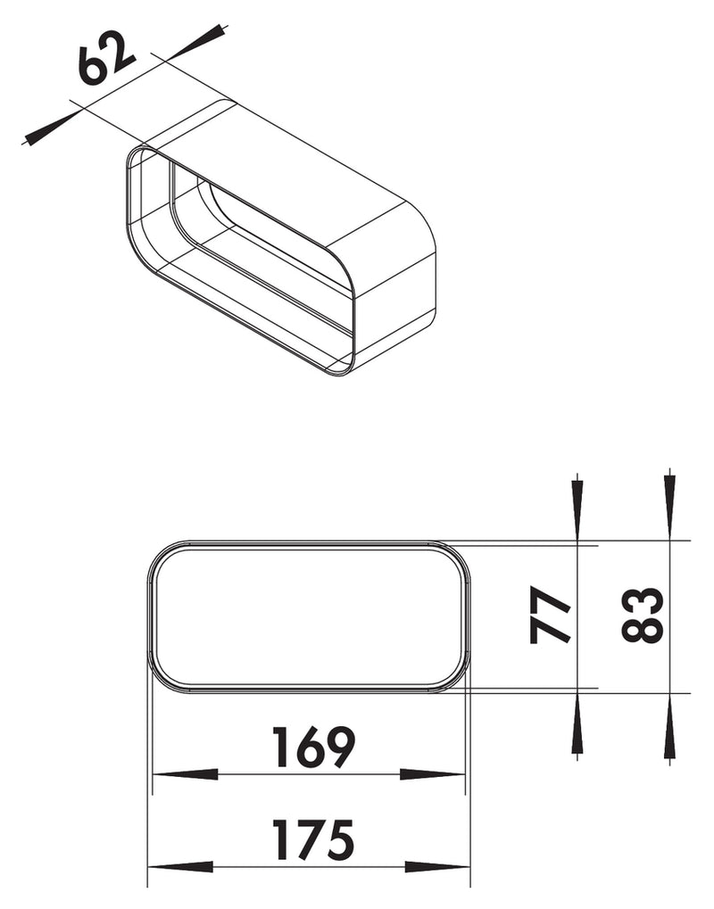 Zeichnung zu MF-RVB 125 Rohrverbinder als Variante weiß von Naber GmbH in der Kategorie Lüftungstechnik in Österreich auf conceptshop.at