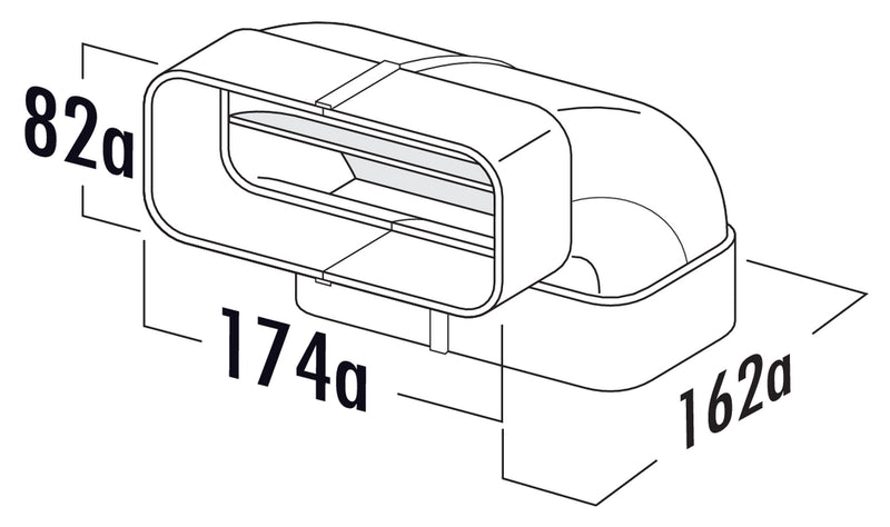 Zeichnung zu MF-RBV 125 Rohrbogen vertikal 90° als Variante weiß von Naber GmbH in der Kategorie Lüftungstechnik in Österreich auf conceptshop.at