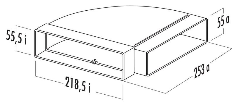 Zeichnung zu T-RBH 1 System 125 Breitkanalrohrbogen als Variante weiß von Naber GmbH in der Kategorie Lüftungstechnik in Österreich auf conceptshop.at