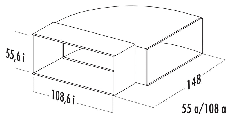 Zeichnung zu N-RBH 100 Rohrbogen horizontal 90° als Variante weiß von Naber GmbH in der Kategorie Lüftungstechnik in Österreich auf conceptshop.at