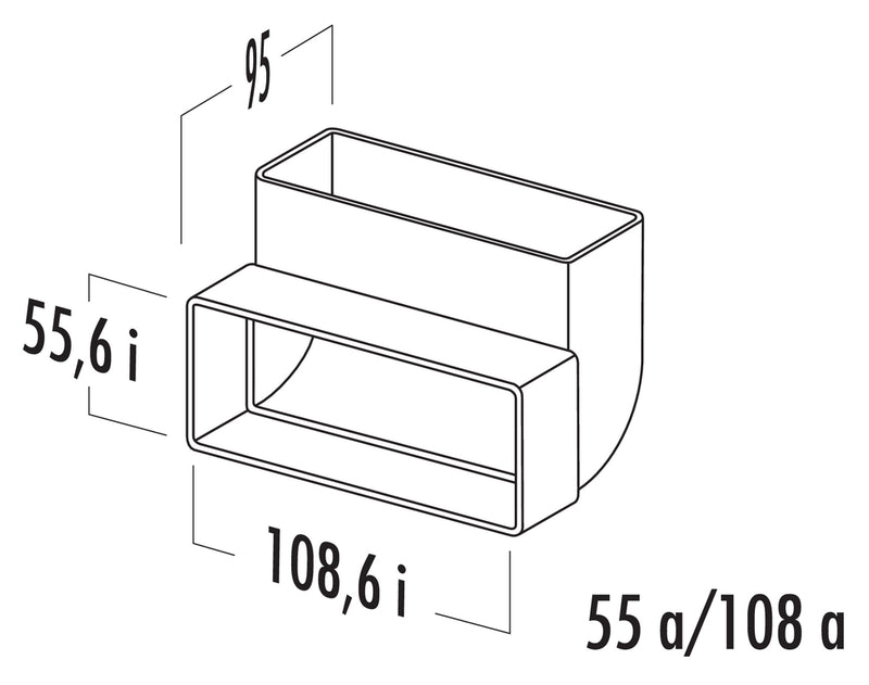 Zeichnung zu N-RBV 100 Rohrbogen vertikal 90° als Variante weiß von Naber GmbH in der Kategorie Lüftungstechnik in Österreich auf conceptshop.at