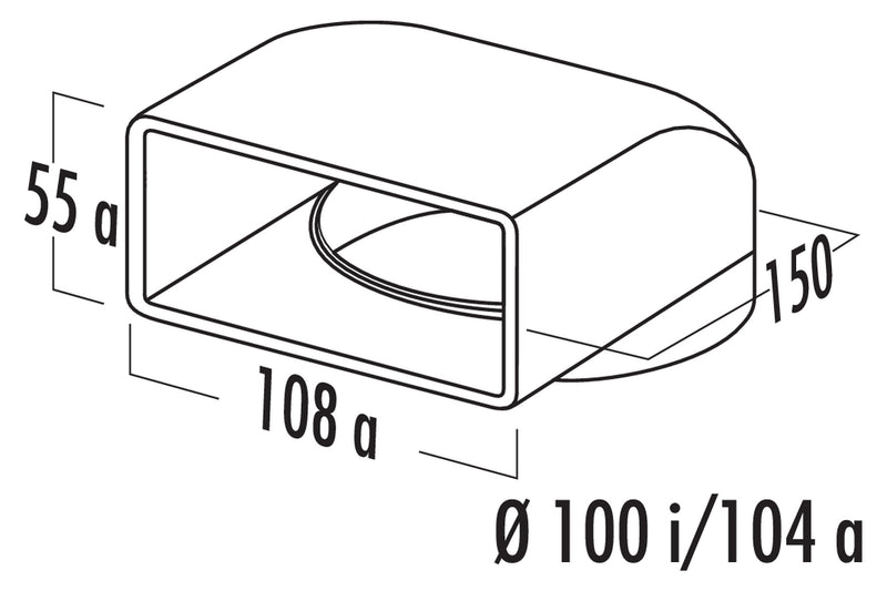 Zeichnung zu N-UR 100 Umlenkstück 90° als Variante weiß von Naber GmbH in der Kategorie Lüftungstechnik in Österreich auf conceptshop.at