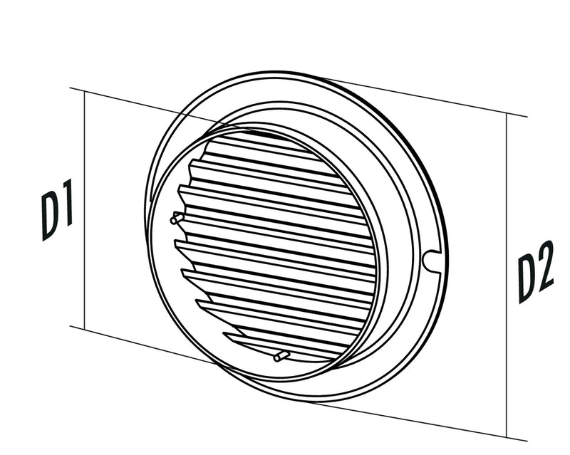 Zeichnung zu T-ZULRG Zuluft-Rundgitter als Variante D1 = 99 mm, D2 = 128 mm von Naber GmbH in der Kategorie Lüftungstechnik in Österreich auf conceptshop.at