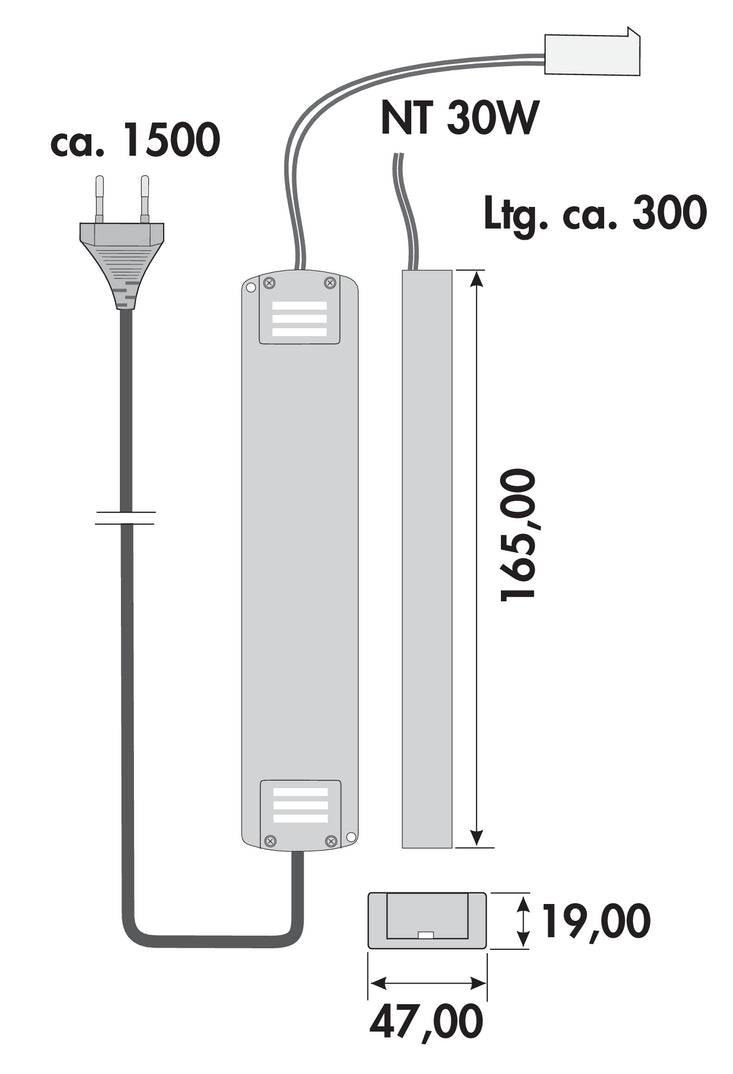 Zeichnung zu LED Konverter 3 als Variante weiß von Naber GmbH in der Kategorie Lichttechnik in Österreich auf conceptshop.at
