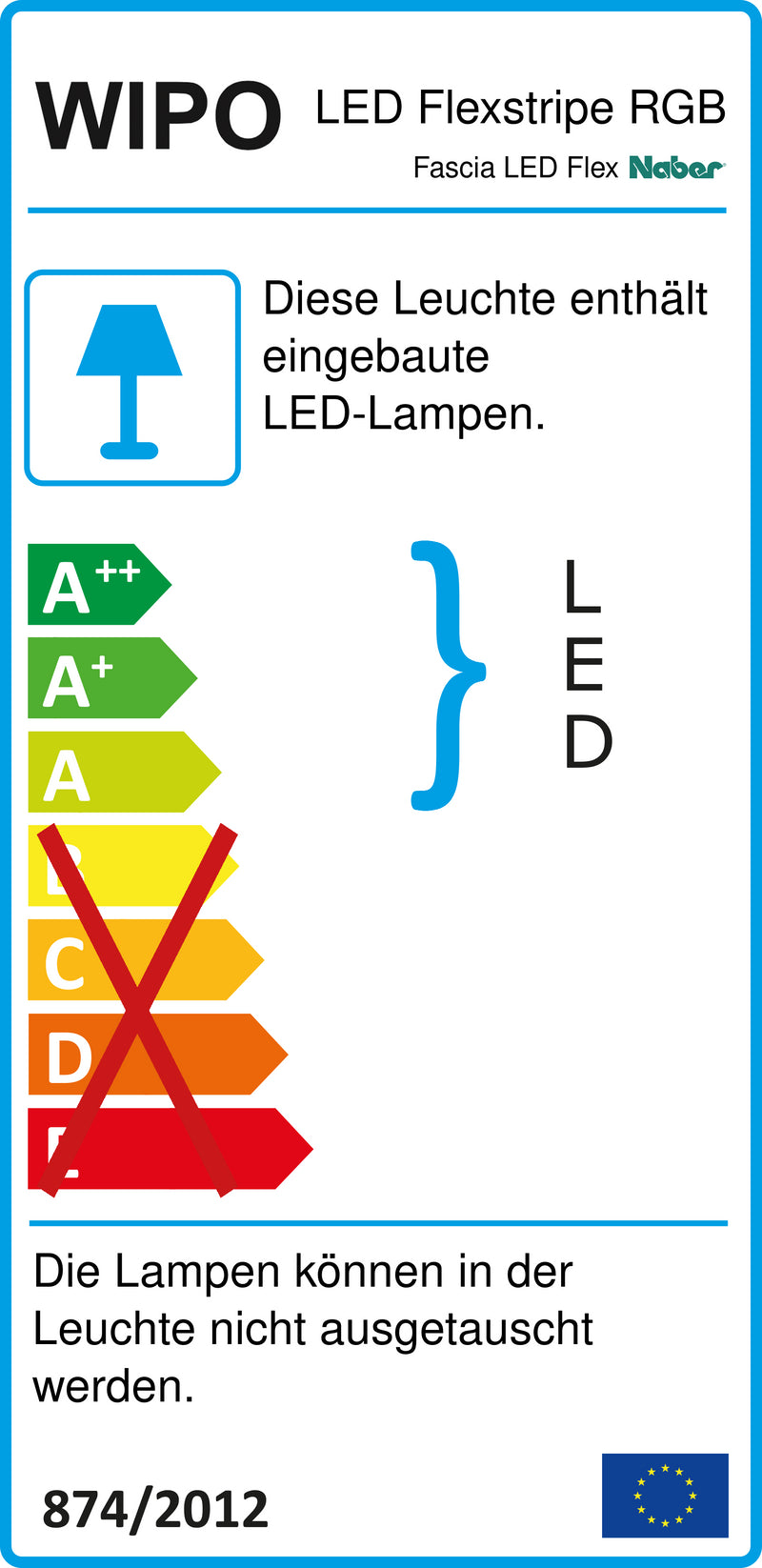 E-Label zu Zeichnung zu Fascia LED Flex Stripes RGB als Variante L 300 mm von Naber GmbH in der Kategorie Lichttechnik in Österreich auf conceptshop.at