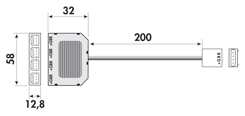 Zeichnung zu Drehcontroller-Set für Fascia LED Flex Stripes RGB als Variante weiß von Naber GmbH in der Kategorie Lichttechnik in Österreich auf conceptshop.at