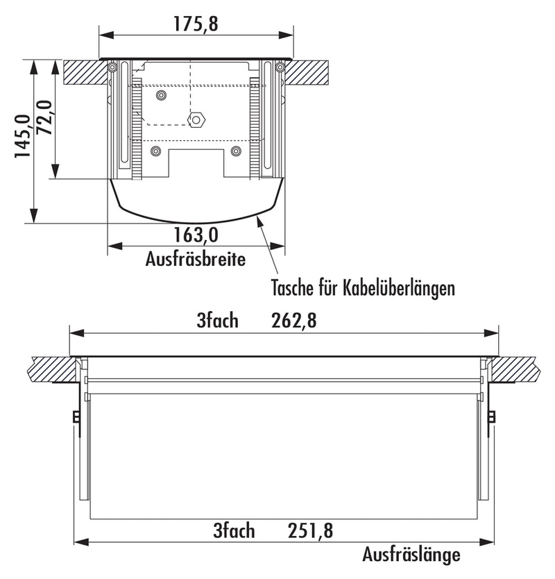 Zeichnung zu PowerFit K als Variante Aluminium eloxiert von Naber GmbH in der Kategorie Steckdosen in Österreich auf conceptshop.at