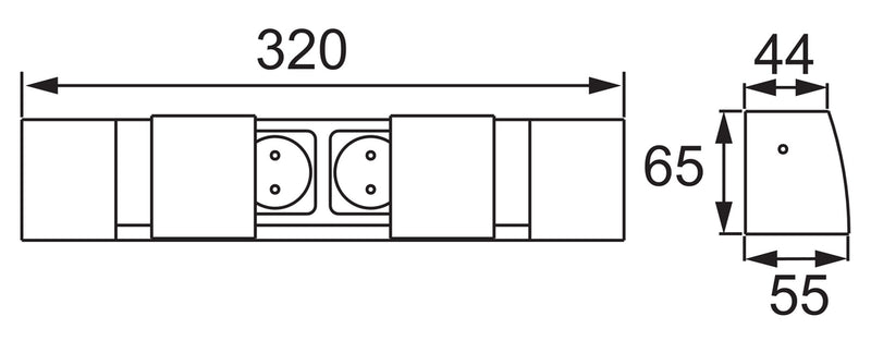 Zeichnung zu Doppel-Elektrobox als Variante alufarbig von Naber GmbH in der Kategorie Steckdosen in Österreich auf conceptshop.at