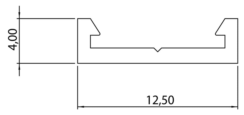 Zeichnung zu Aufnahmekanal für Fakto LED Flex Stripes als Variante L 1000 mm von Naber GmbH in der Kategorie Lichttechnik in Österreich auf conceptshop.at