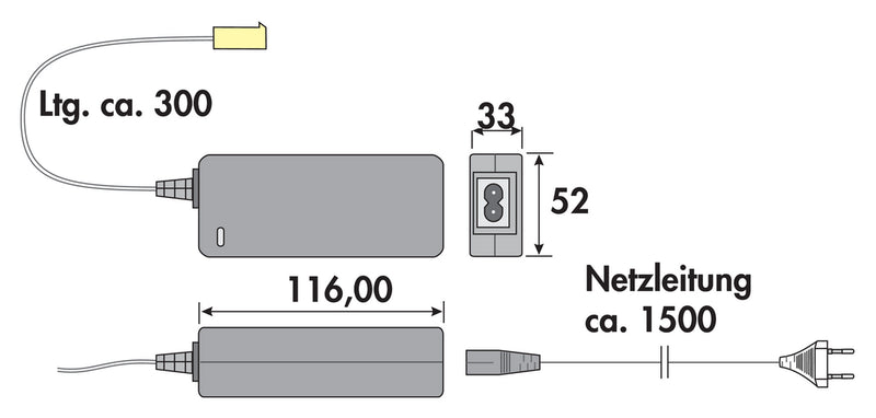 Zeichnung zu LED Konverter für Fascia LED Flex Stripes RGB als Variante weiß von Naber GmbH in der Kategorie Lichttechnik in Österreich auf conceptshop.at