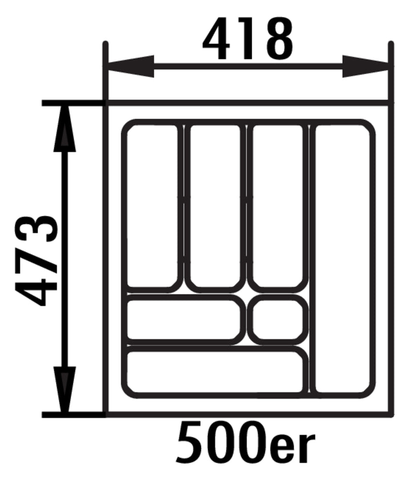 Zeichnung zu Besteckeinsatz 4 als Variante für 500er Schrank, B 418, T 473 mm von Naber GmbH in der Kategorie Schrankausstattung in Österreich auf conceptshop.at