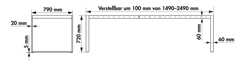 Zeichnung zu Essere Tischgestell als Variante Edelstahl von Naber GmbH in der Kategorie Interieur in Österreich auf conceptshop.at