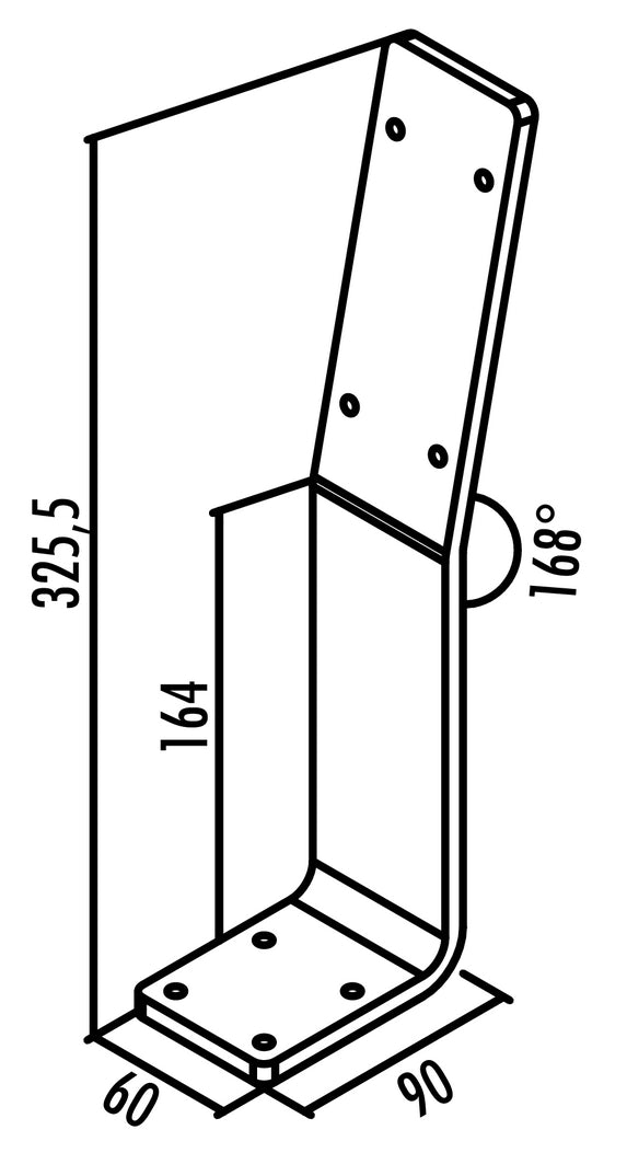 Zeichnung zu Rückenlehnenbügel für Bank als Variante Edelstahl, H 325,5 mm von Naber GmbH in der Kategorie Interieur in Österreich auf conceptshop.at