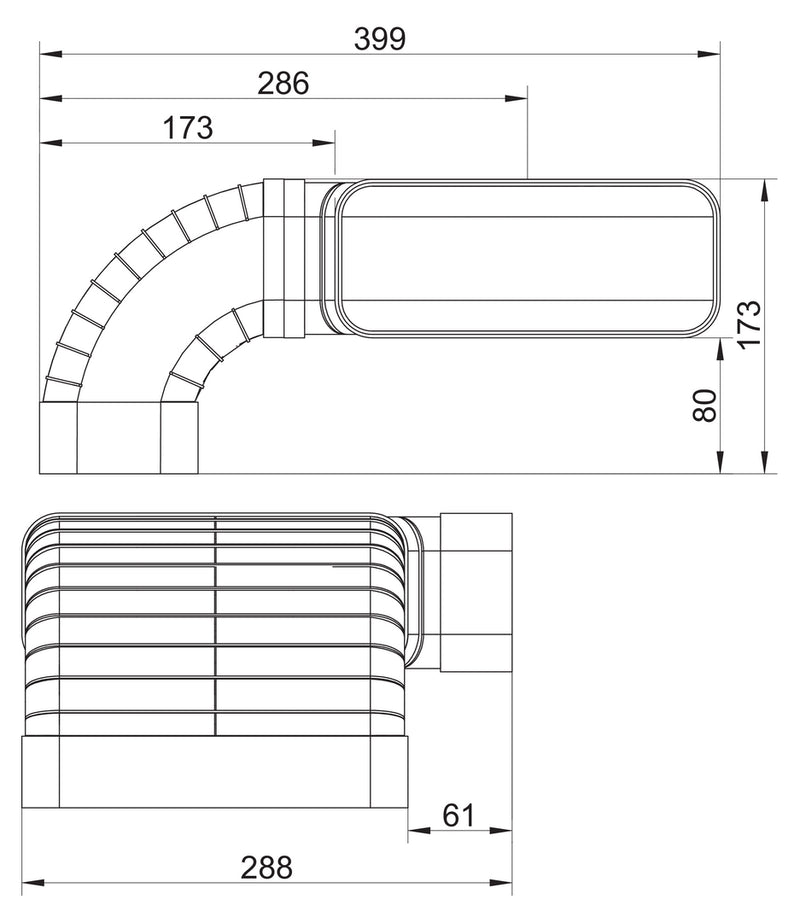 Zeichnung zu flow 150 Rohrset für Muldenlüfter als Variante weiß von Naber GmbH in der Kategorie Lüftungstechnik in Österreich auf conceptshop.at