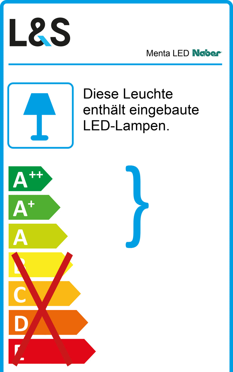 E-Label zu Zeichnung zu Menta LED als Variante Set-5, edelstahlfarbig von Naber GmbH in der Kategorie Lichttechnik in Österreich auf conceptshop.at