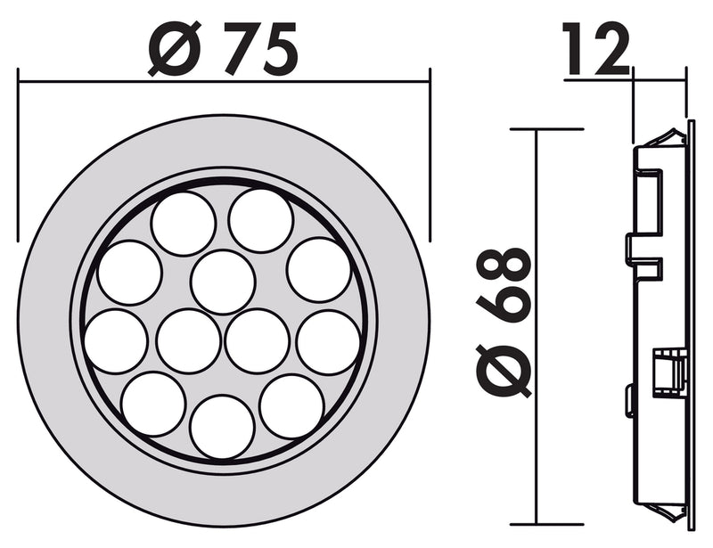 Zeichnung zu Nova Plus Farbwechsel LED als Variante Einzelleuchte ohne Schalter, LIC LED-System kompatibel, edelstahlfarbig von Naber GmbH in der Kategorie Lichttechnik in Österreich auf conceptshop.at