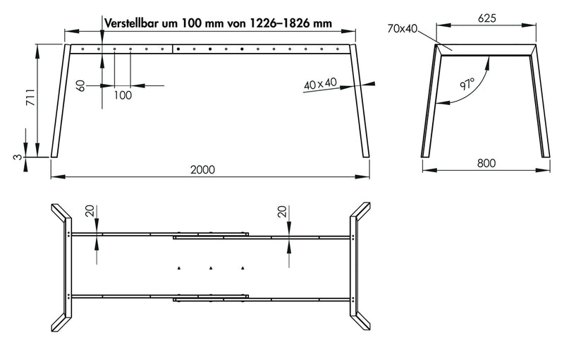 Zeichnung zu Tavolo Tischgestell als Variante Edelstahl von Naber GmbH in der Kategorie Interieur in Österreich auf conceptshop.at