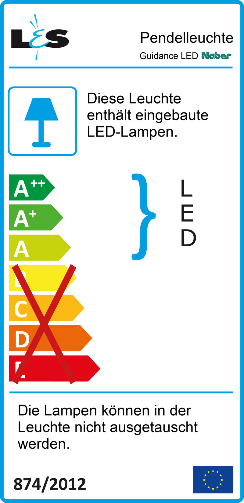 E-Label zu Zeichnung zu Guidance Farbwechsel LED als Variante L 900 mm, 12,4 W, edelstahlfarbig von Naber GmbH in der Kategorie Lichttechnik in Österreich auf conceptshop.at