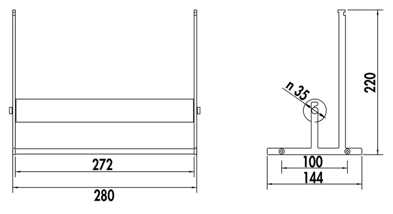 Zeichnung zu Aurora Papierrollenhalter als Variante edelstahlfarbig von Naber GmbH in der Kategorie Nischenausstattung in Österreich auf conceptshop.at