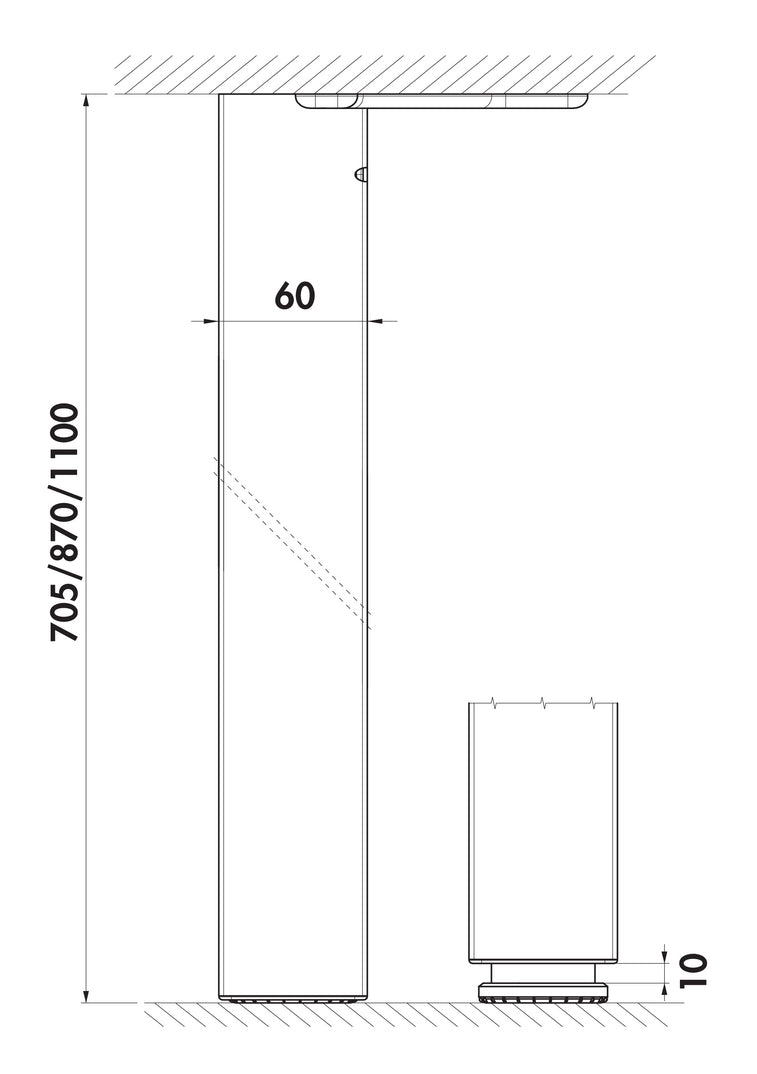 Zeichnung zu Quadra als Variante schwarz matt geperlt, H 870 mm von Naber GmbH in der Kategorie Stützelemente in Österreich auf conceptshop.at