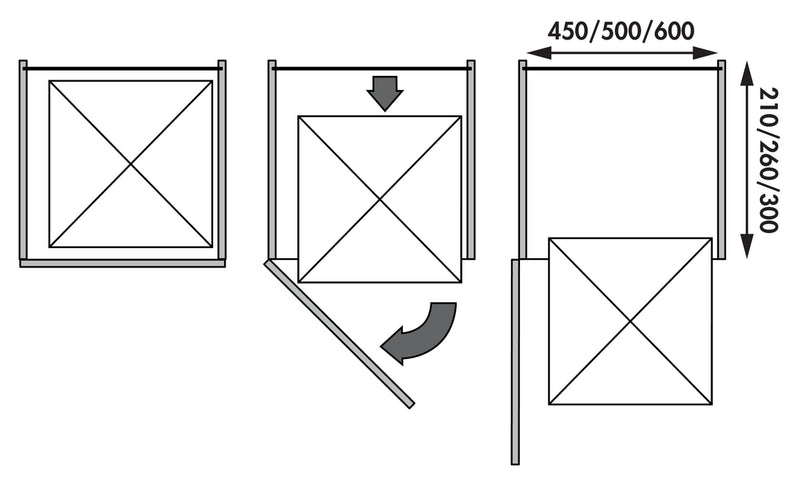 Zeichnung zu Zeichnung zu Zeichnung zu VS TAL Gate Rahmen als Variante für 450 mm Korpus, H 1200–1450 mm, für 4 Körbe von Naber GmbH in der Kategorie Schrankausstattung in Österreich auf conceptshop.at