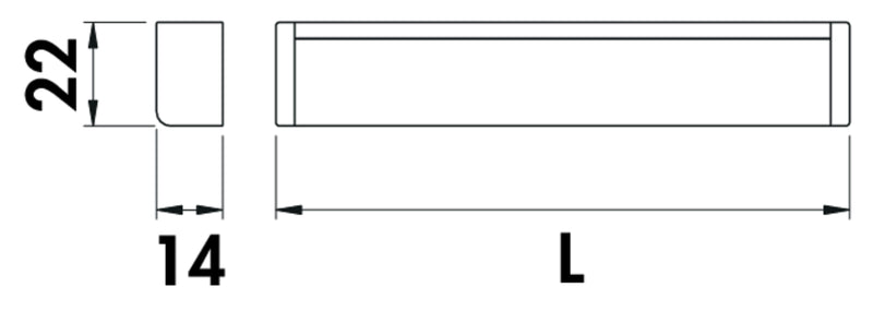 Zeichnung zu Lungo LED als Variante L 450 mm, 6,2 W, edelstahlfarbig von Naber GmbH in der Kategorie Lichttechnik in Österreich auf conceptshop.at