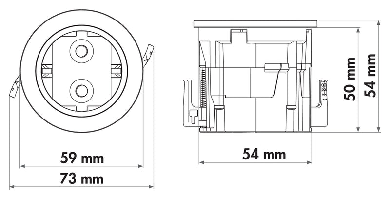 Zeichnung zu Evoline® One Einzelsteckdose als Variante Ring Edelstahl gebürstet von Naber GmbH in der Kategorie Steckdosen in Österreich auf conceptshop.at