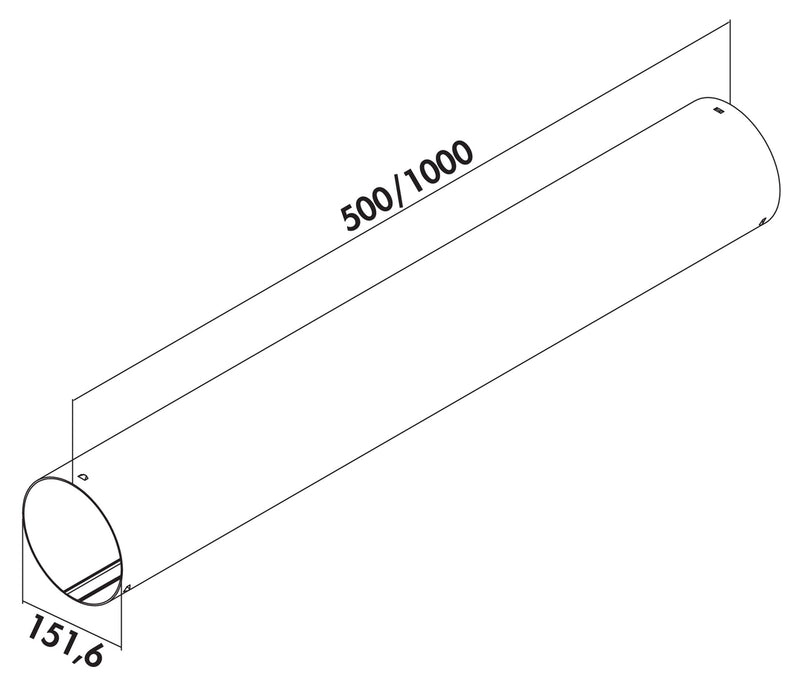 Zeichnung zu P-RRO 150 Rundrohr als Variante L 500 mm, hellgrau von Naber GmbH in der Kategorie Lüftungstechnik in Österreich auf conceptshop.at