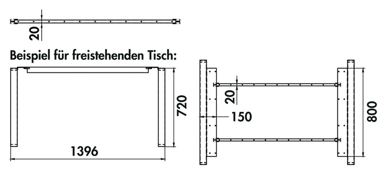 Zeichnung zu Traversenset Lucca als Variante L 1796 mm von Naber GmbH in der Kategorie Interieur in Österreich auf conceptshop.at
