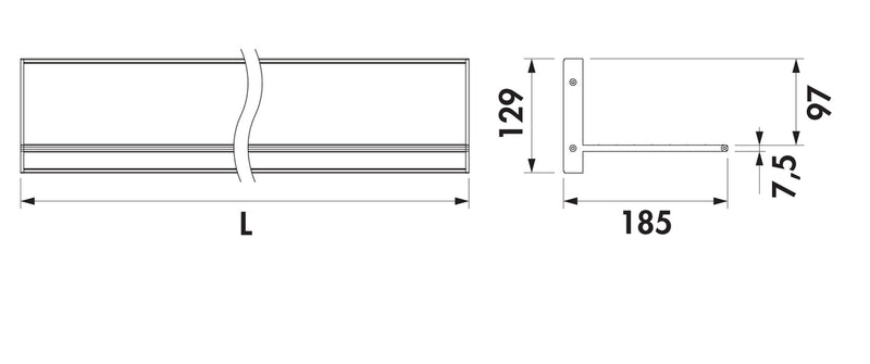 Zeichnung zu Liente Farbwechsel LED Wandboard als Variante L 600 mm, 13,8 W, schwarz matt von Naber GmbH in der Kategorie Nischenausstattung in Österreich auf conceptshop.at